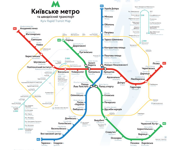 Схема метрополитена в Киеве
